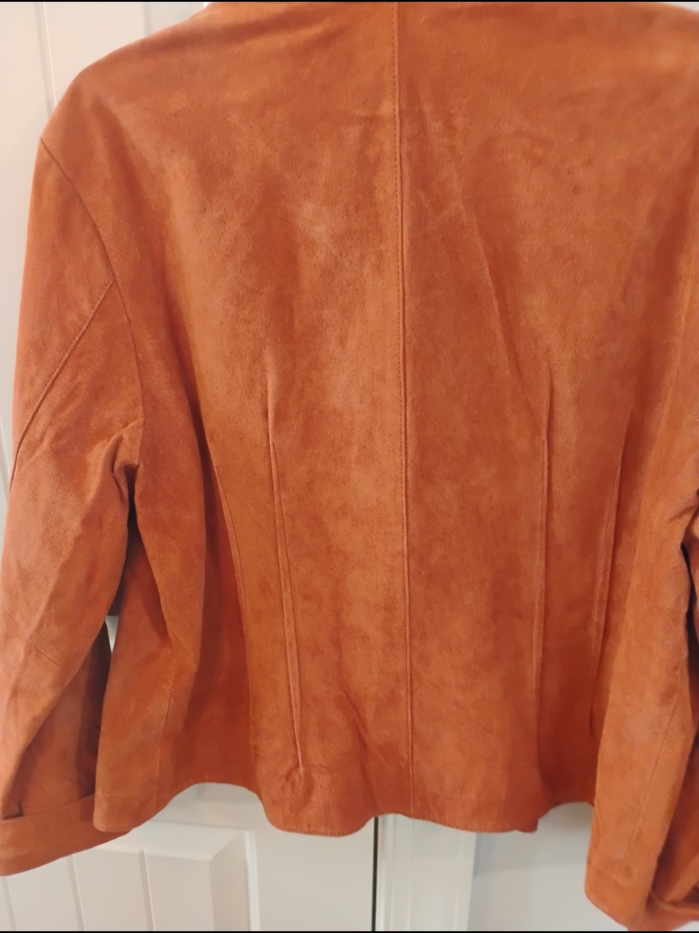 Vintage Women's 100 Percent Suede Leather Rust Cognac Button Front Jacket XLG - Picture 11 of 16